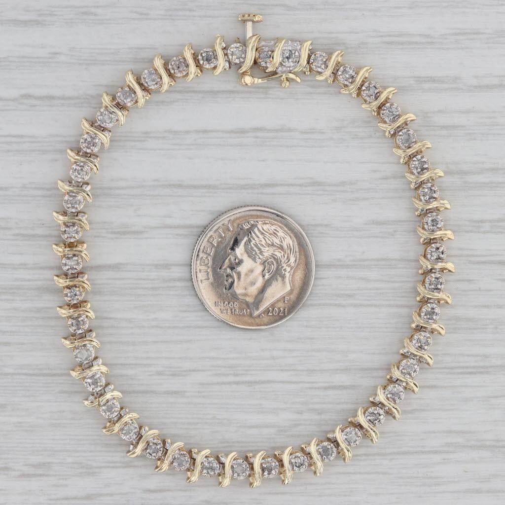 Round Cut 0.80ctw Diamond Tennis Bracelet 10k Yellow Gold 7