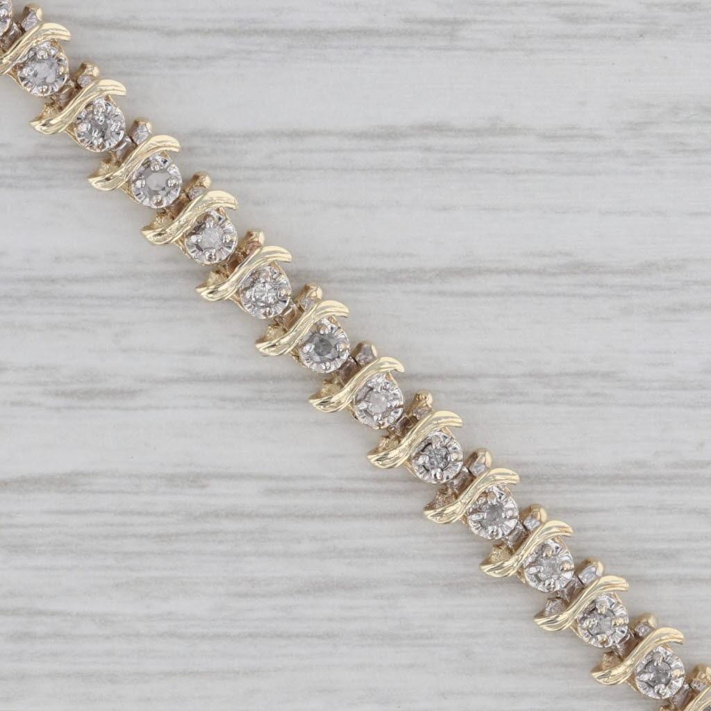 0.80ctw Diamond Tennis Bracelet 10k Yellow Gold 7