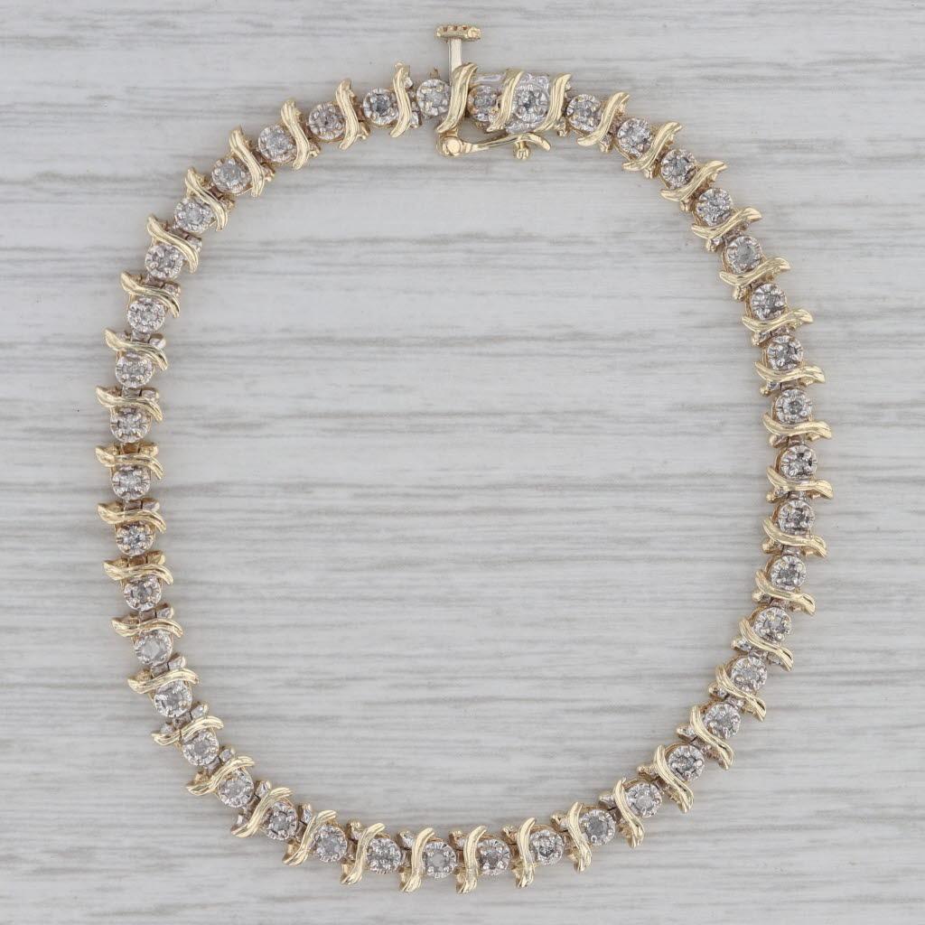 Women's 0.80ctw Diamond Tennis Bracelet 10k Yellow Gold 7