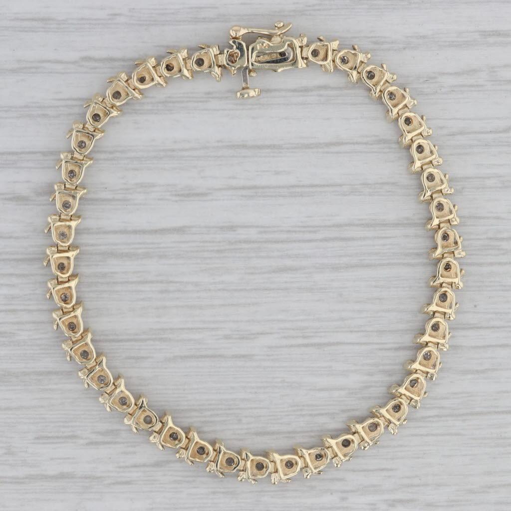 0.80ctw Diamond Tennis Bracelet 10k Yellow Gold 7