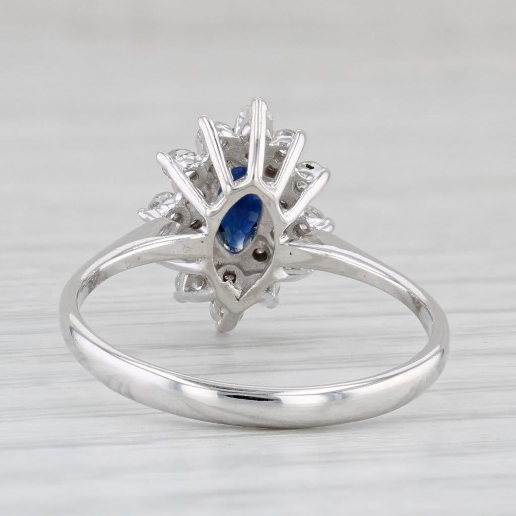 De las mujeres 0.80ctw Marquise Blue Sapphire Diamond Halo Ring 14k Gold Size 6.5 Engagement en venta