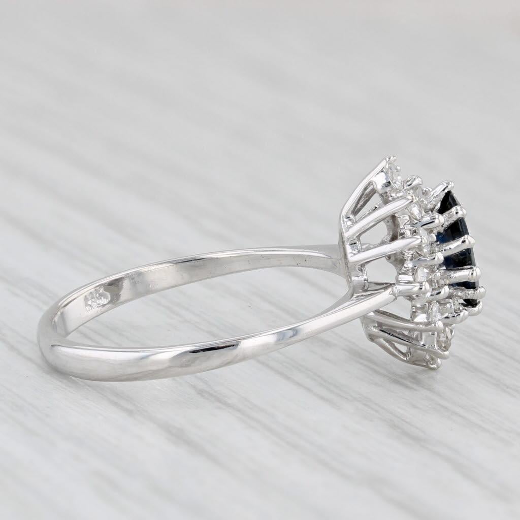 0.80ctw Marquise Blue Sapphire Diamond Halo Ring 14k Gold Size 6.5 Engagement en venta 1