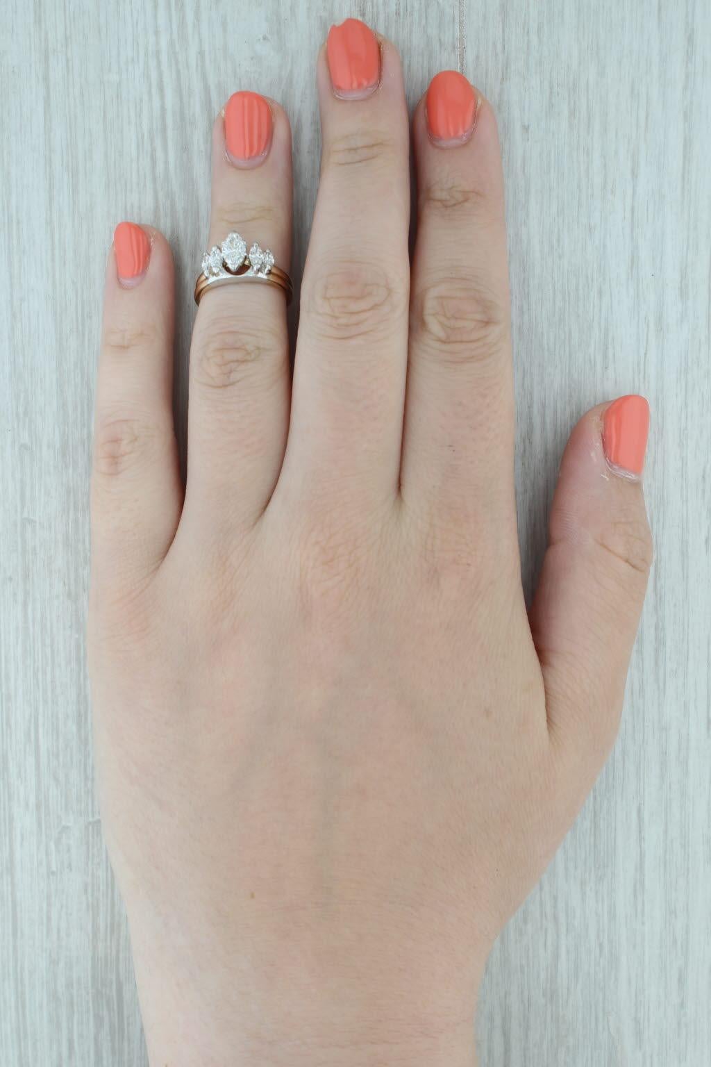 0.80ctw Marquise Diamant Verlobungsring Hochzeit Band Braut Set 14k Gold im Angebot 5