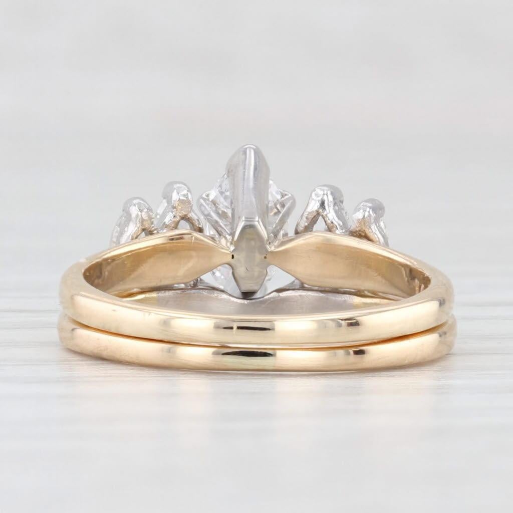 0.80ctw Marquise Diamant Verlobungsring Hochzeit Band Braut Set 14k Gold (Marquiseschliff) im Angebot