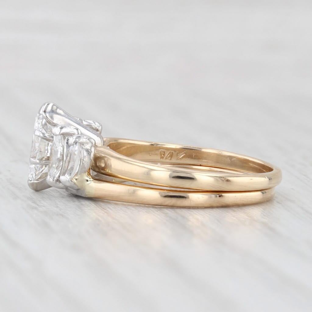 0.80ctw Marquise Diamant Verlobungsring Hochzeit Band Braut Set 14k Gold für Damen oder Herren im Angebot