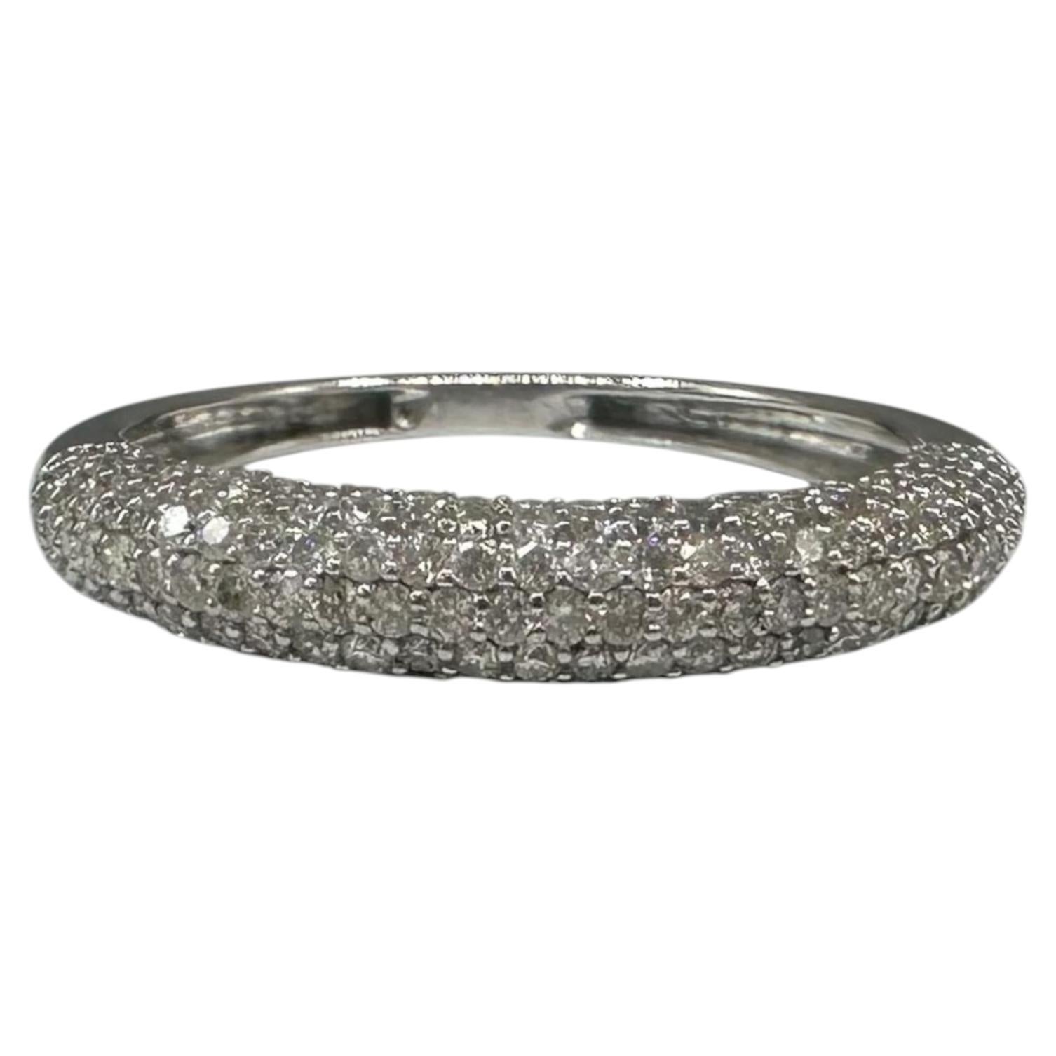 0,80ctw natürlichen Diamant Pave Ring 14K Weißgold Größe 7,75
