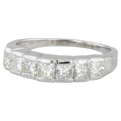 0.80ctw Princess Diamond Tiered Wedding Band 18K White Gold Ring Stackable