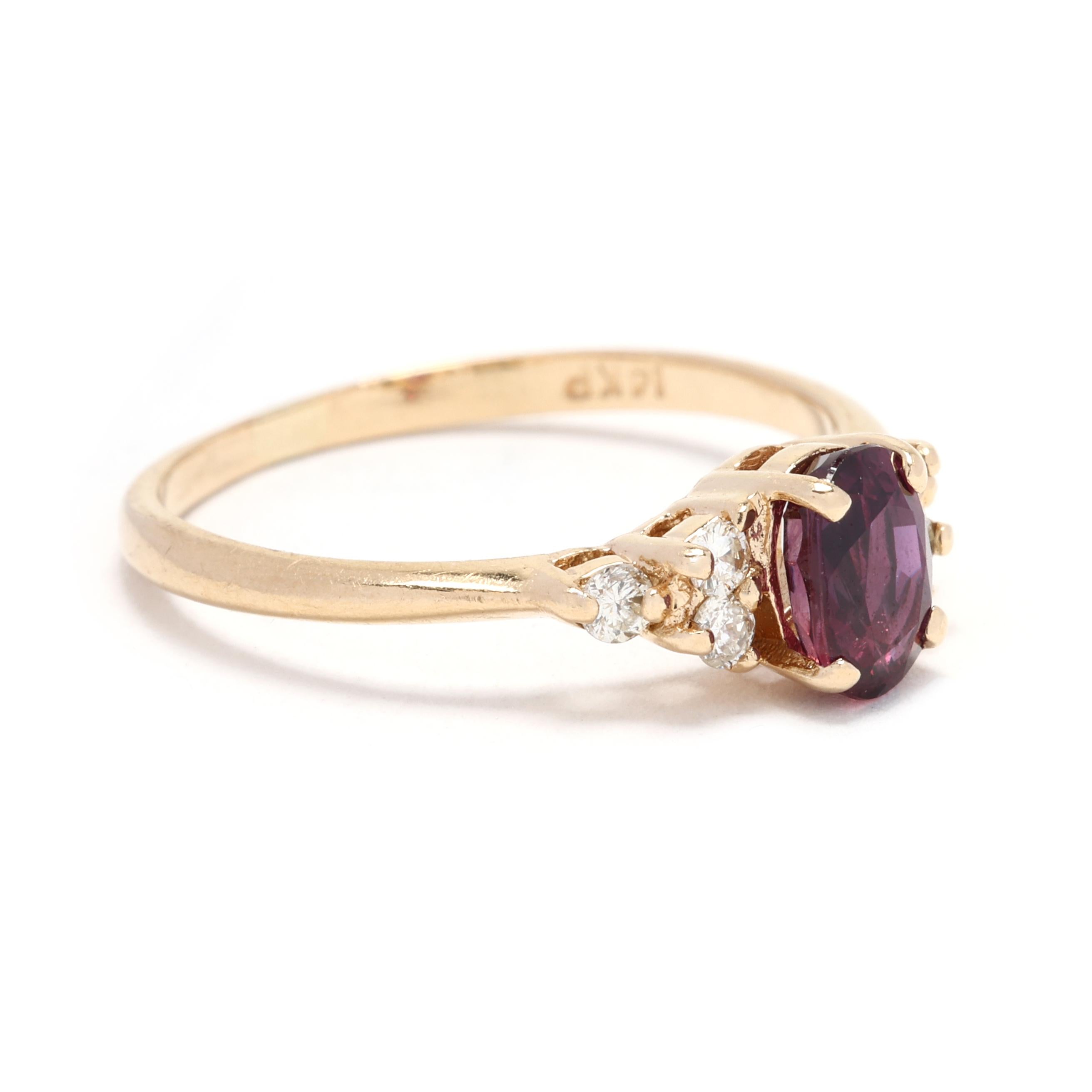 This 0.80ctw Ruby & Diamond Engagement Ring is a stunning piece of jewelry that is sure to capture attention. Crafted in 14k yellow gold, this ring features a vibrant 0.70ct ruby center stone surrounded by 0.10ctw round diamonds. The ruby's deep red