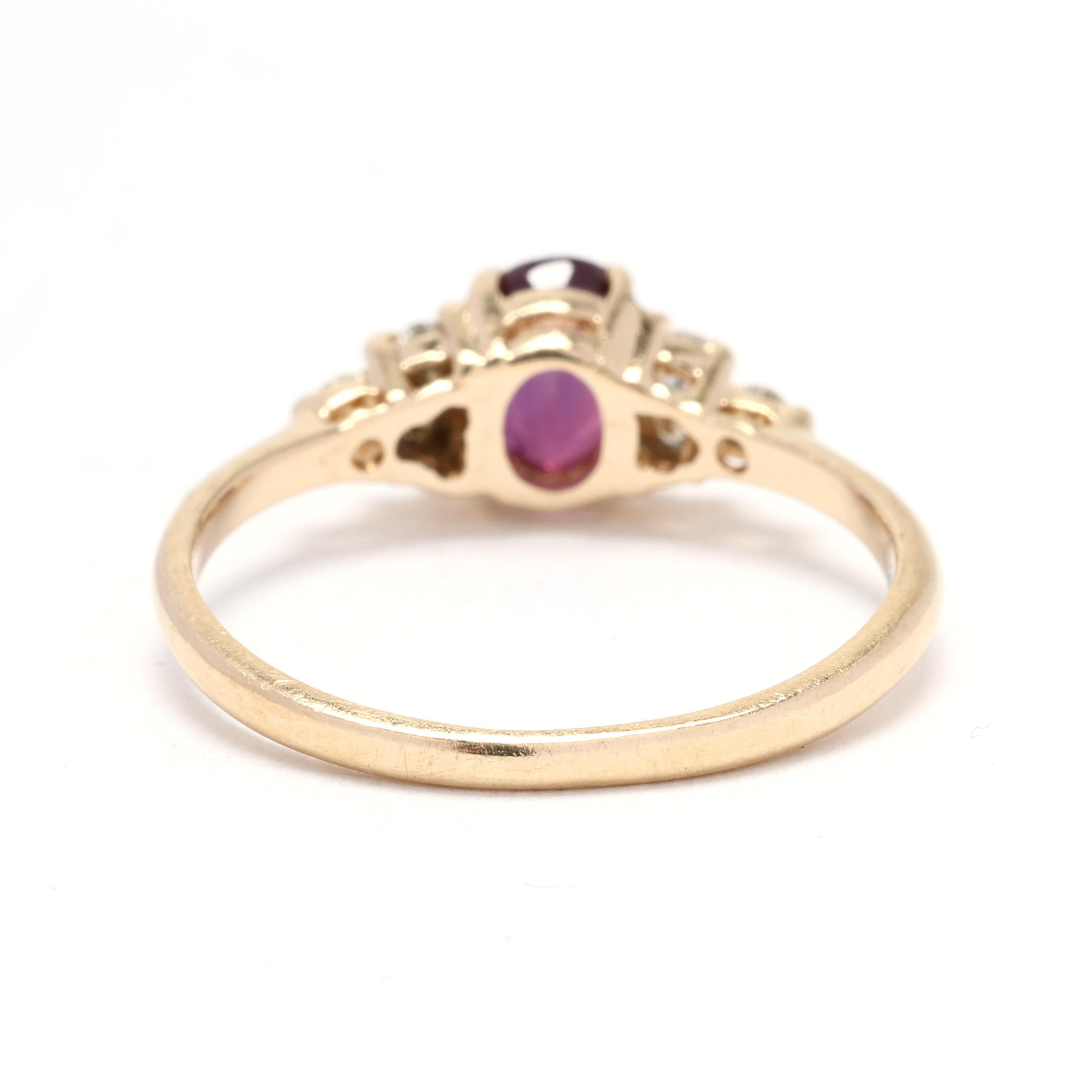 Oval Cut 0.80ctw Ruby & Diamond Engagement Ring, 14k Yellow Gold, Ring Size 4.75
