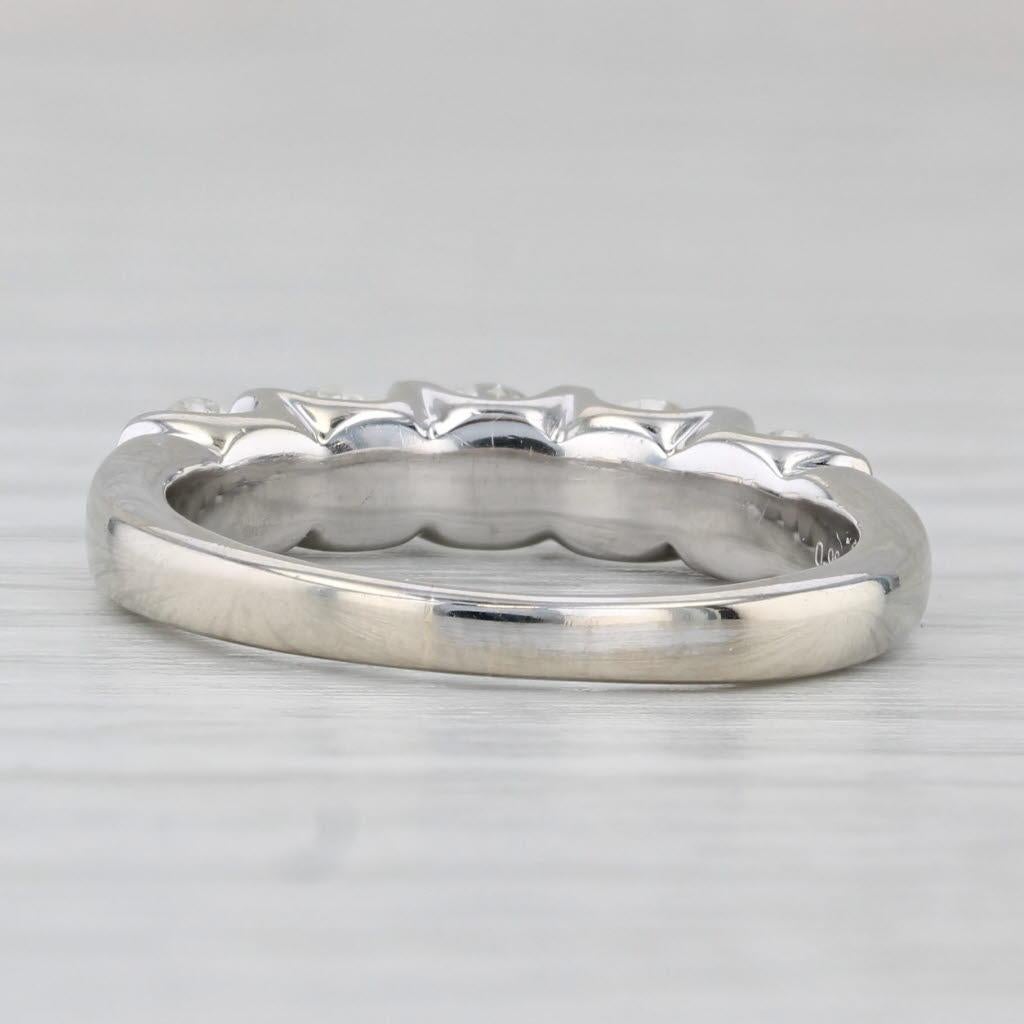 Round Cut 0.80ctw The Leo Diamond Wedding Ring 14k White Gold Stackable Anniversary Band For Sale