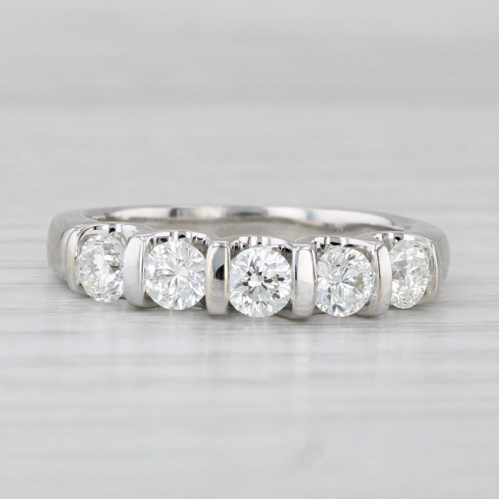 0.80ctw The Leo Diamond Wedding Ring 14k White Gold Stackable Anniversary Band In Good Condition For Sale In McLeansville, NC