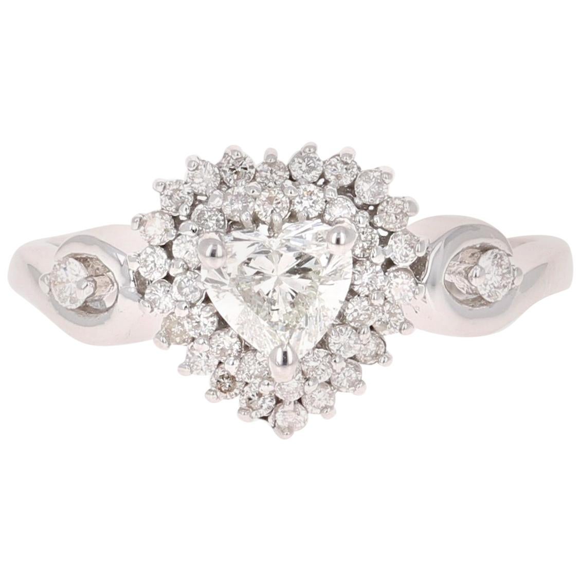 0.81 Carat Diamond 14 Karat White Gold Engagement Ring