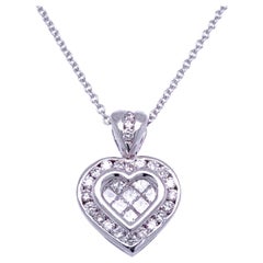 0.81 Carat Diamond 18 Karat Gold Hearts Pendant Necklace