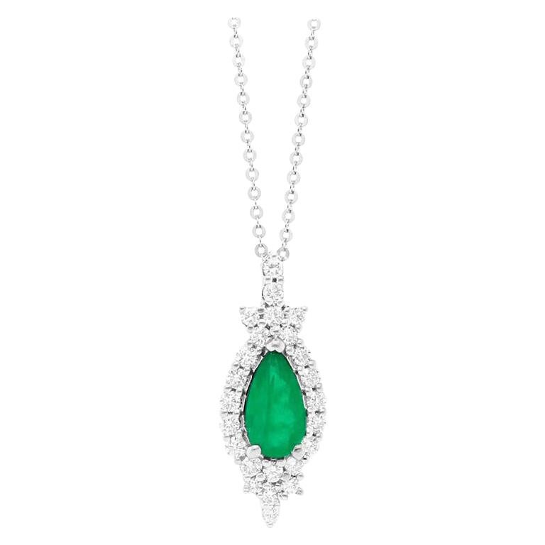 0.81 Carat Emerald and Diamond Pendant