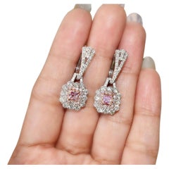 0.81 Carat Faint Pink Diamond Earrings GIA Certified