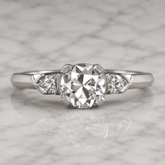 Bague de fiançailles de style Art déco en or 18 carats, sertie d'un diamant de 0,81 carat, pureté G, qualité SI1, taille « Old European Cut »
