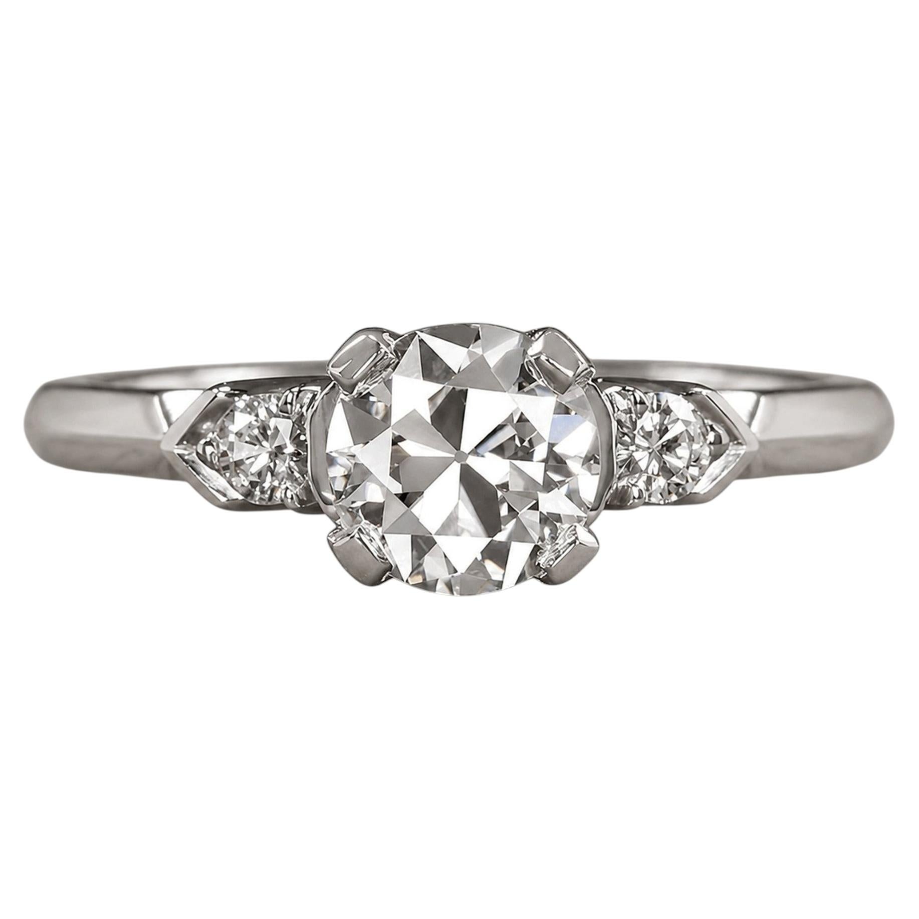 Verlobungsring im Art-Déco-Stil mit einem Diamanten im alten europäischen Schliff (0,81 Karat, G, SI1) aus 18 Karat