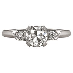 Bague de fiançailles de style Art déco en or 18 carats, sertie d'un diamant de 0,81 carat, pureté G, qualité SI1, taille « Old European Cut »