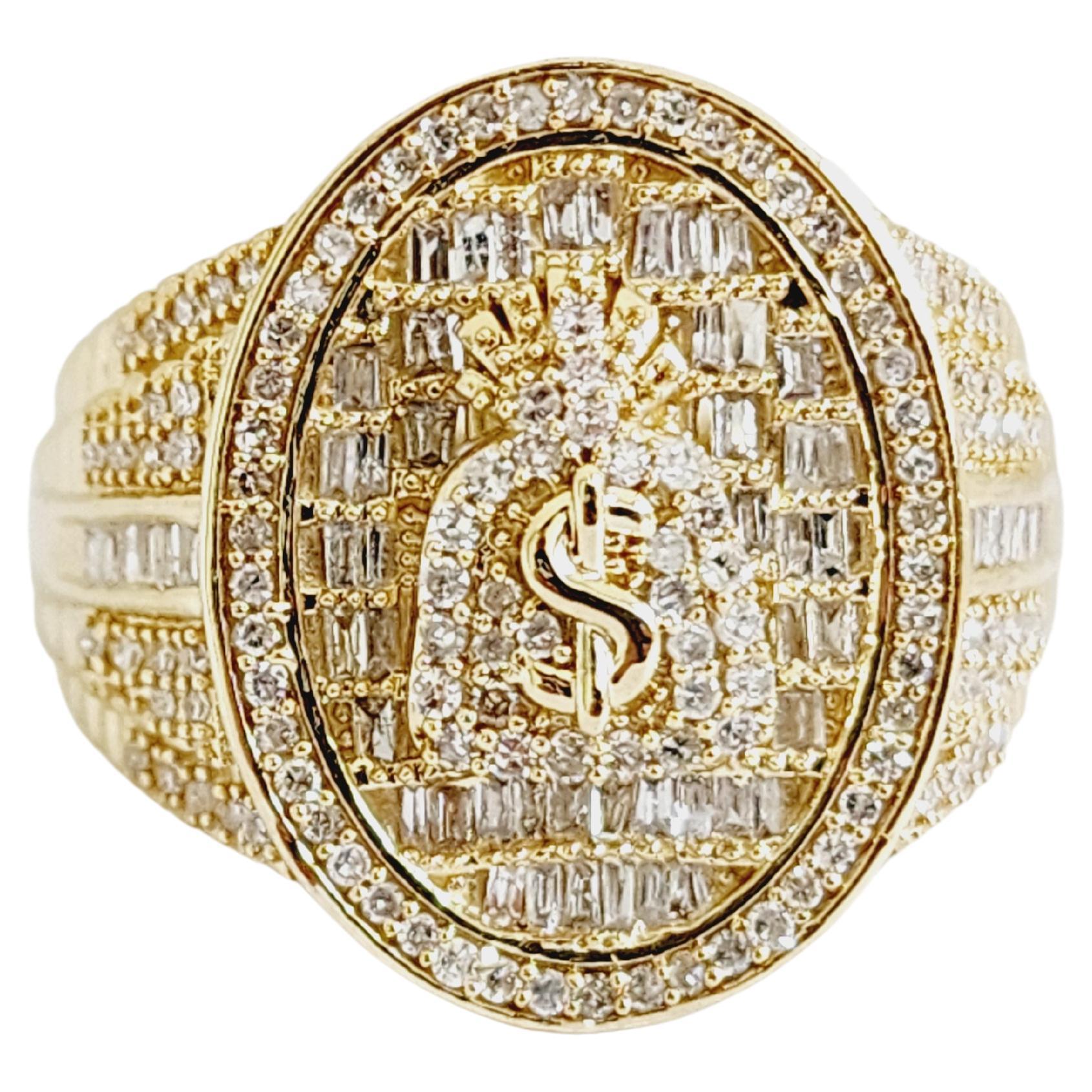 0.81 Carat Natural Diamond 14 Karat Yellow Gold Money Bag Ring For Sale