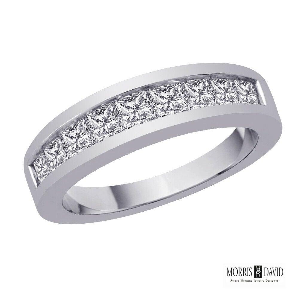 For Sale:  0.81 Carat Natural Diamond Princes Cut Ring Band G SI 14 Karat White Gold 2