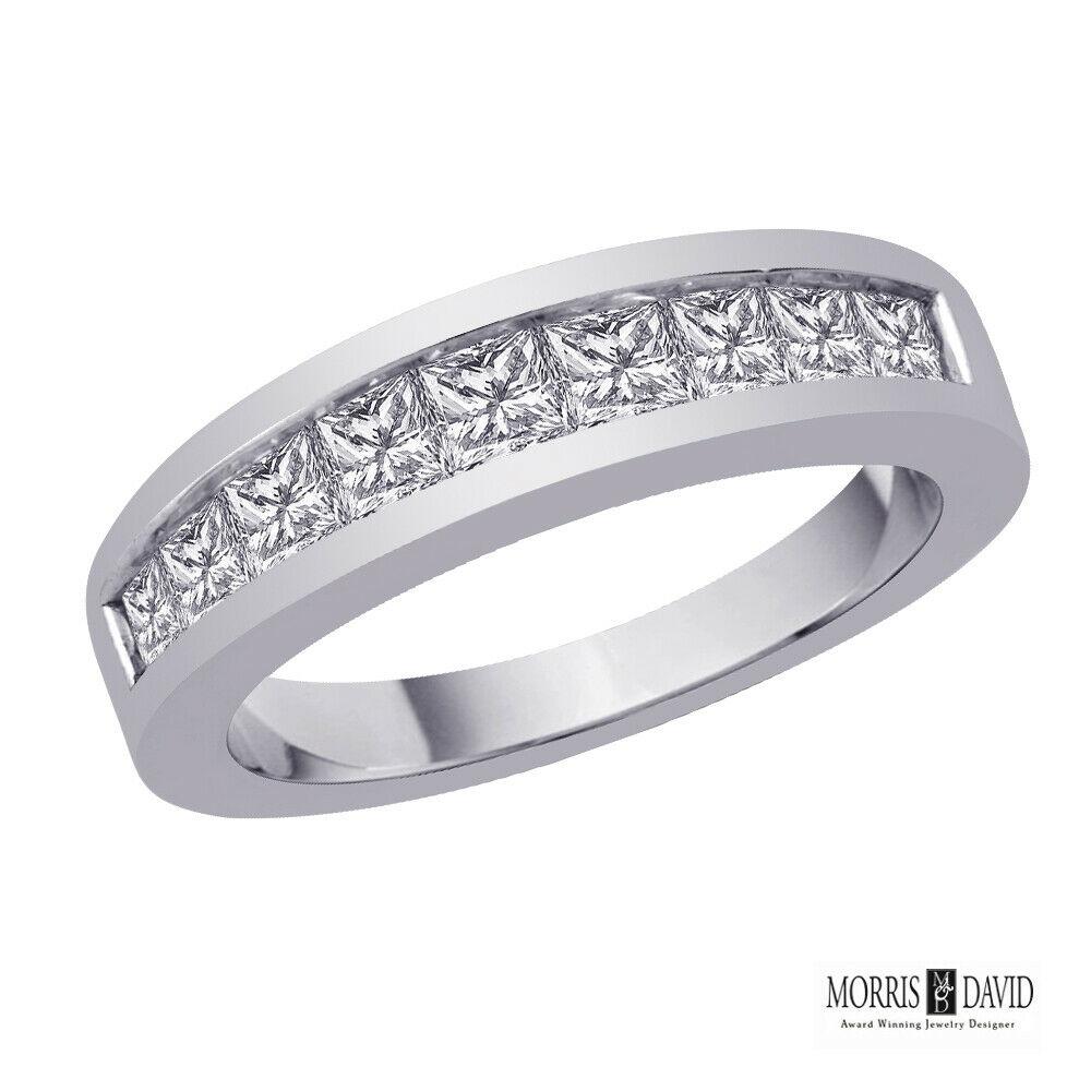 Contemporain 0.81 Carat Natural Diamond Prince Cut Ring Band G SI 14 Karat White Gold en vente