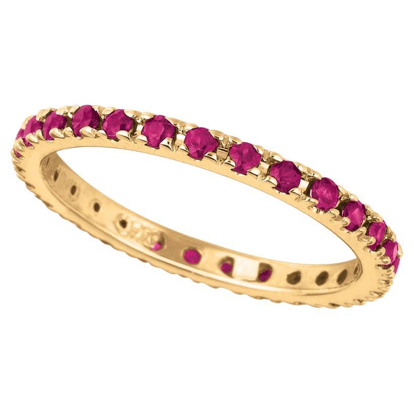 0.81 Carat Natural Ruby Eternity Ring 14K Yellow Gold For Sale