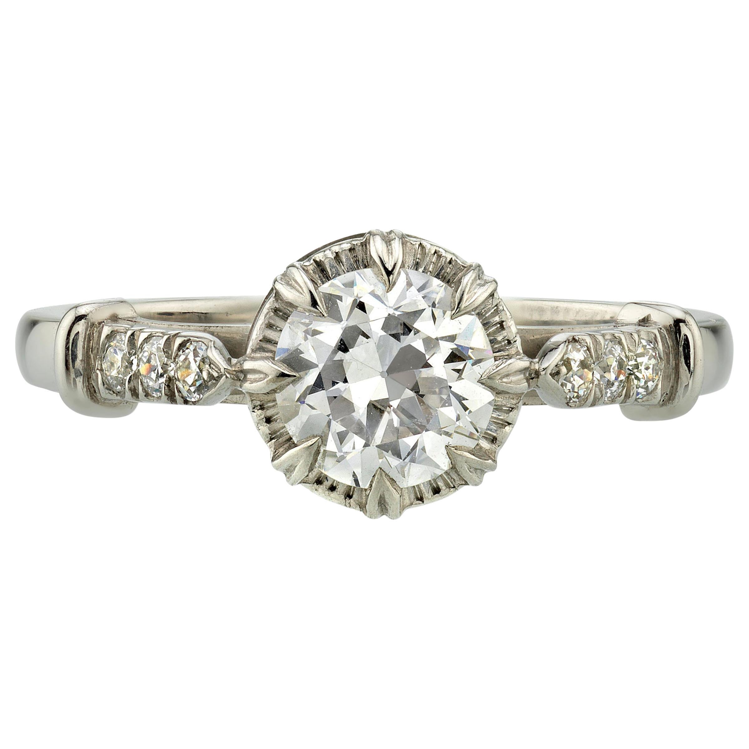 0.81 Carat Old European Cut Diamond Set in a Handcrafted Platinum Ring