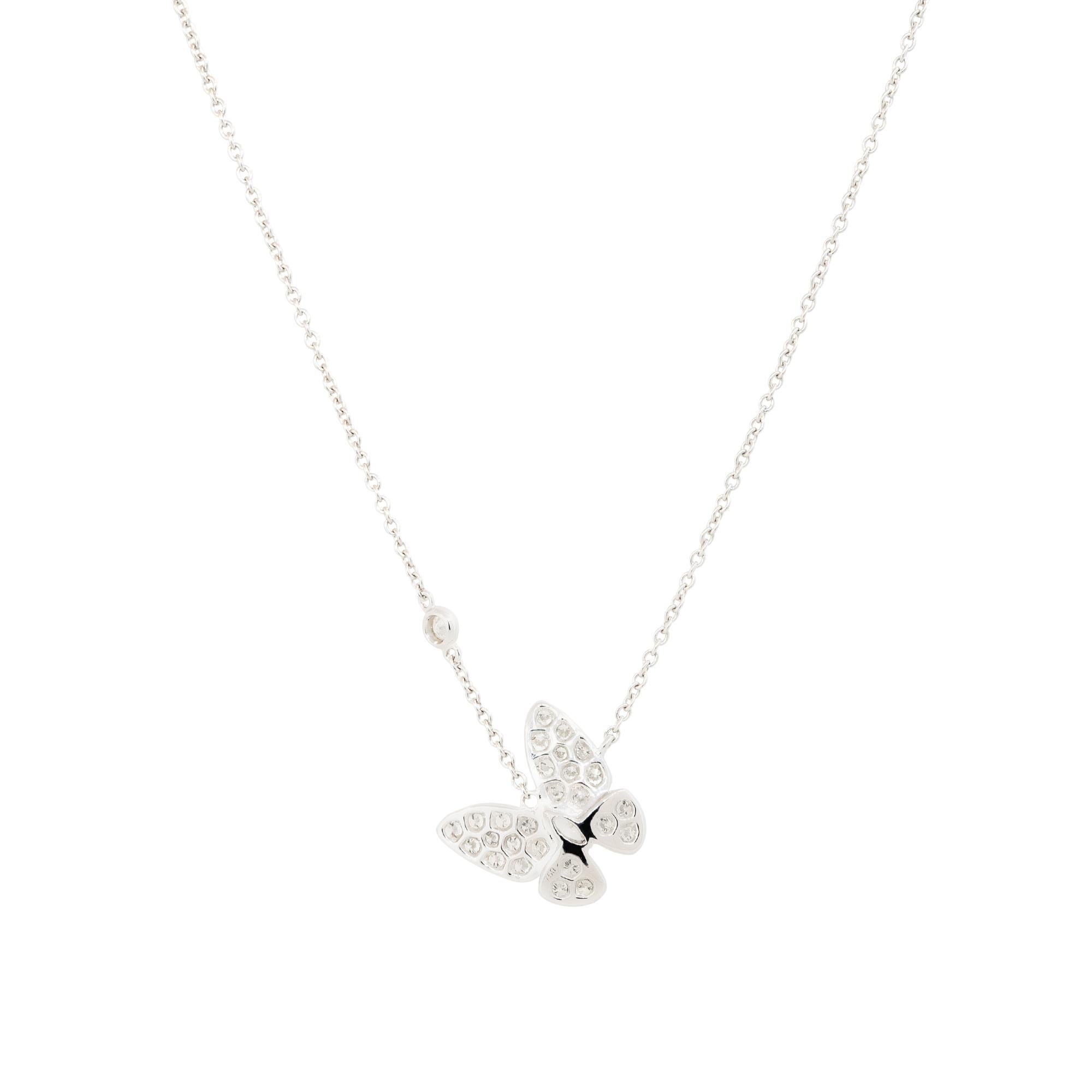 0,81 Karat Pave Diamant Schmetterling Halskette 18 Karat auf Lager Damen