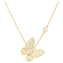 0.81 Carat Pave Diamond Butterfly Necklace 18 Karat in Stock
