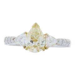 0.81 Carat Pear Shape Fancy Light Yellow Diamond Cocktail Ring in 18 Karat Gold