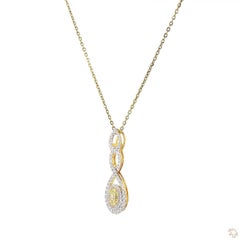 0.81 Carat Round Brilliant Cut White Diamond Yellow Diamond Gold Necklace