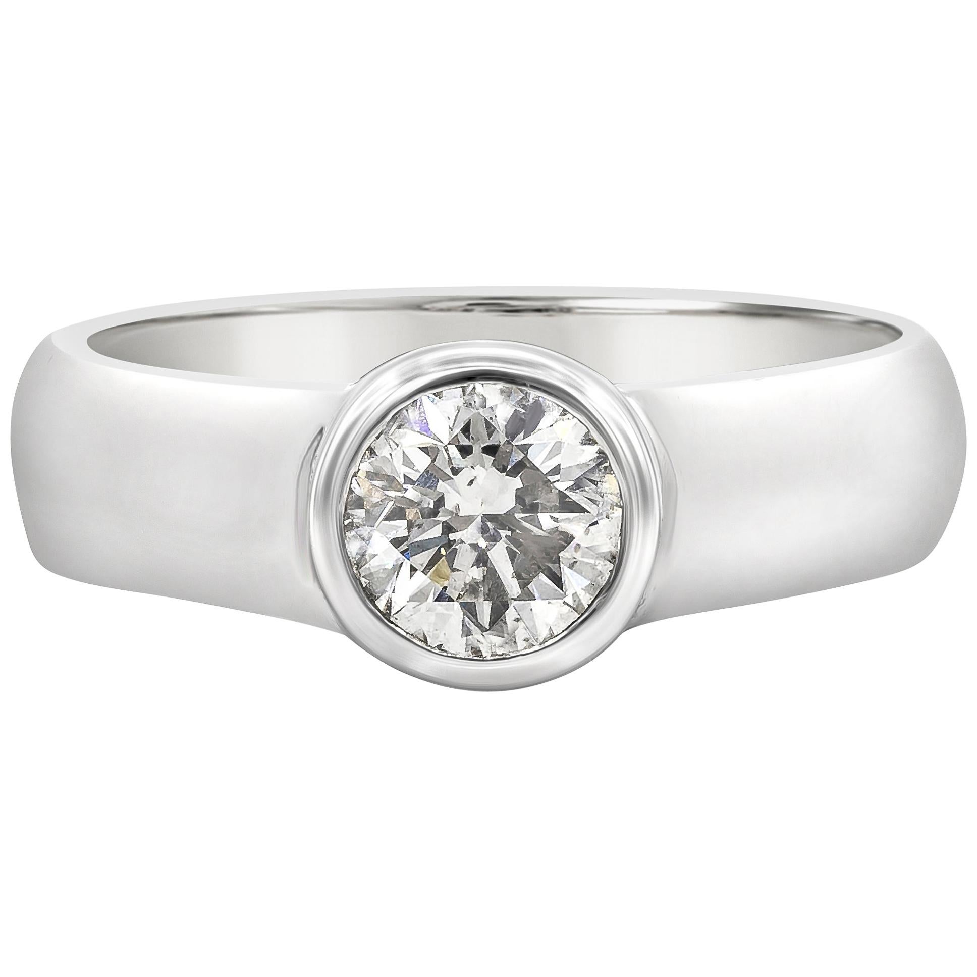 Roman Malakov 0.81 Carat Round Cut Diamond Bezel-Set Solitaire Engagement Ring