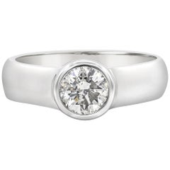 0.81 Carat Round Diamond Bezel Solitaire Engagement Ring