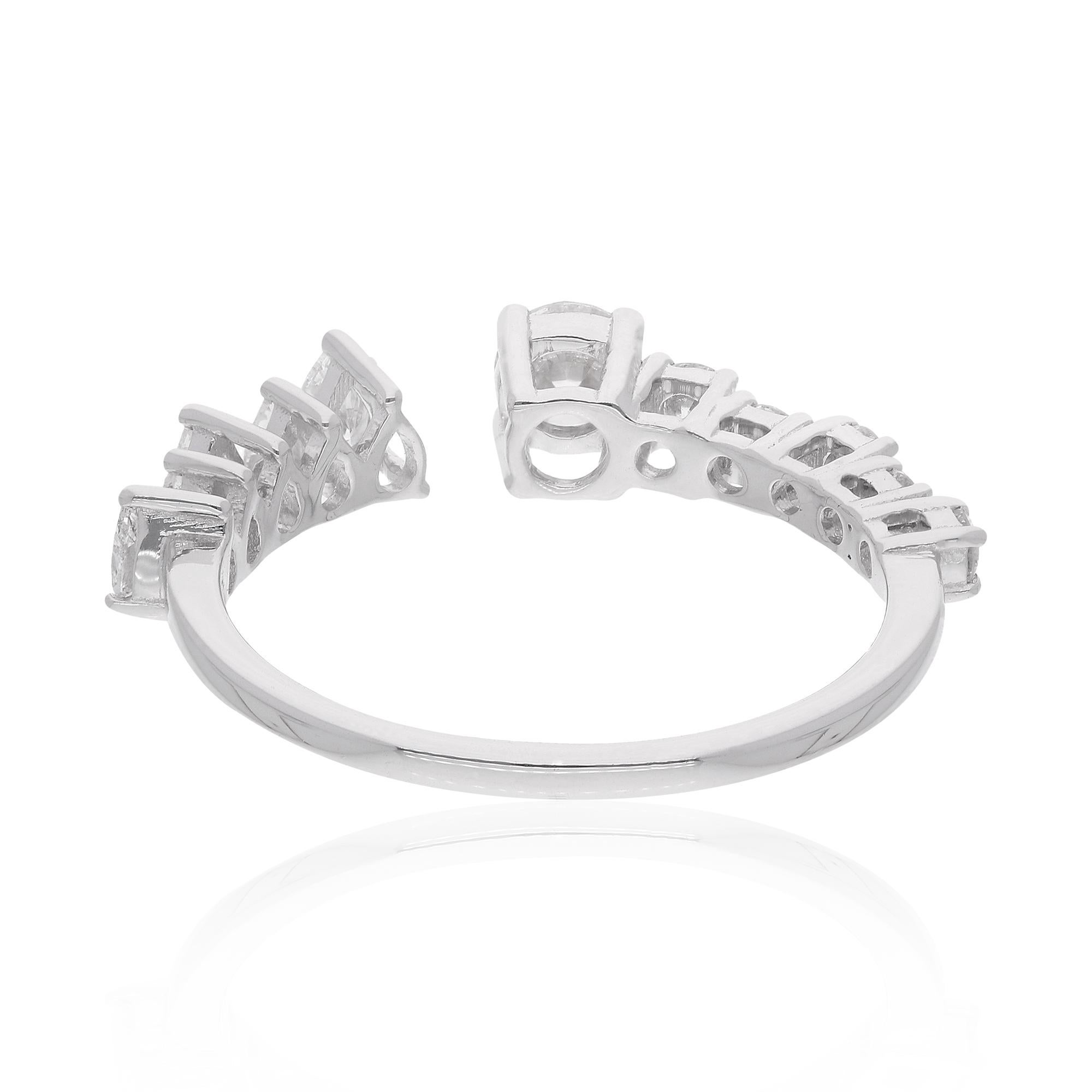 0.81 Carat SI Clarity HI Color Diamond Cuff Ring 18 Karat White Gold Jewelry Neuf - En vente à Diera, Dubai