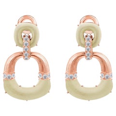 Real 0.81 Carat SI Clarity HI Color Diamond Enamel Earrings 18 Karat Rose Gold