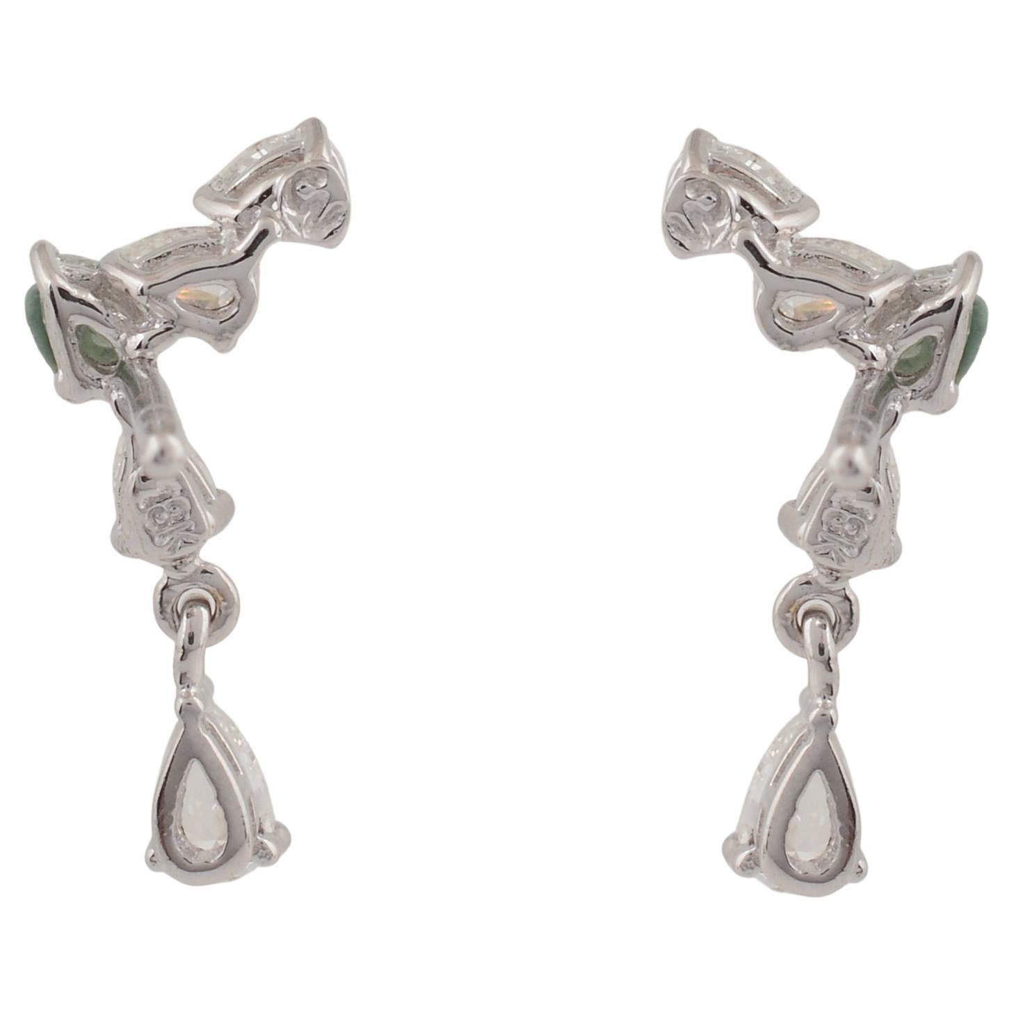 Pear Cut 0.81 Carat SI Clarity HI Color Pear Diamond Drop Earrings 18 Karat White Gold For Sale