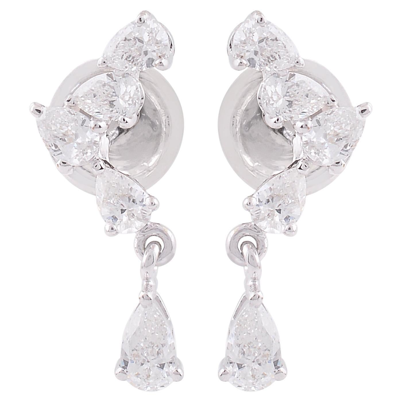 0,81 Carati SI Chiarezza HI Colore Orecchini a goccia con diamante perlato Oro bianco 18 carati