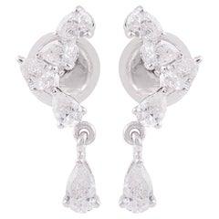 0.81 Carat SI Clarity HI Color Pear Diamond Drop Earrings 18 Karat White Gold