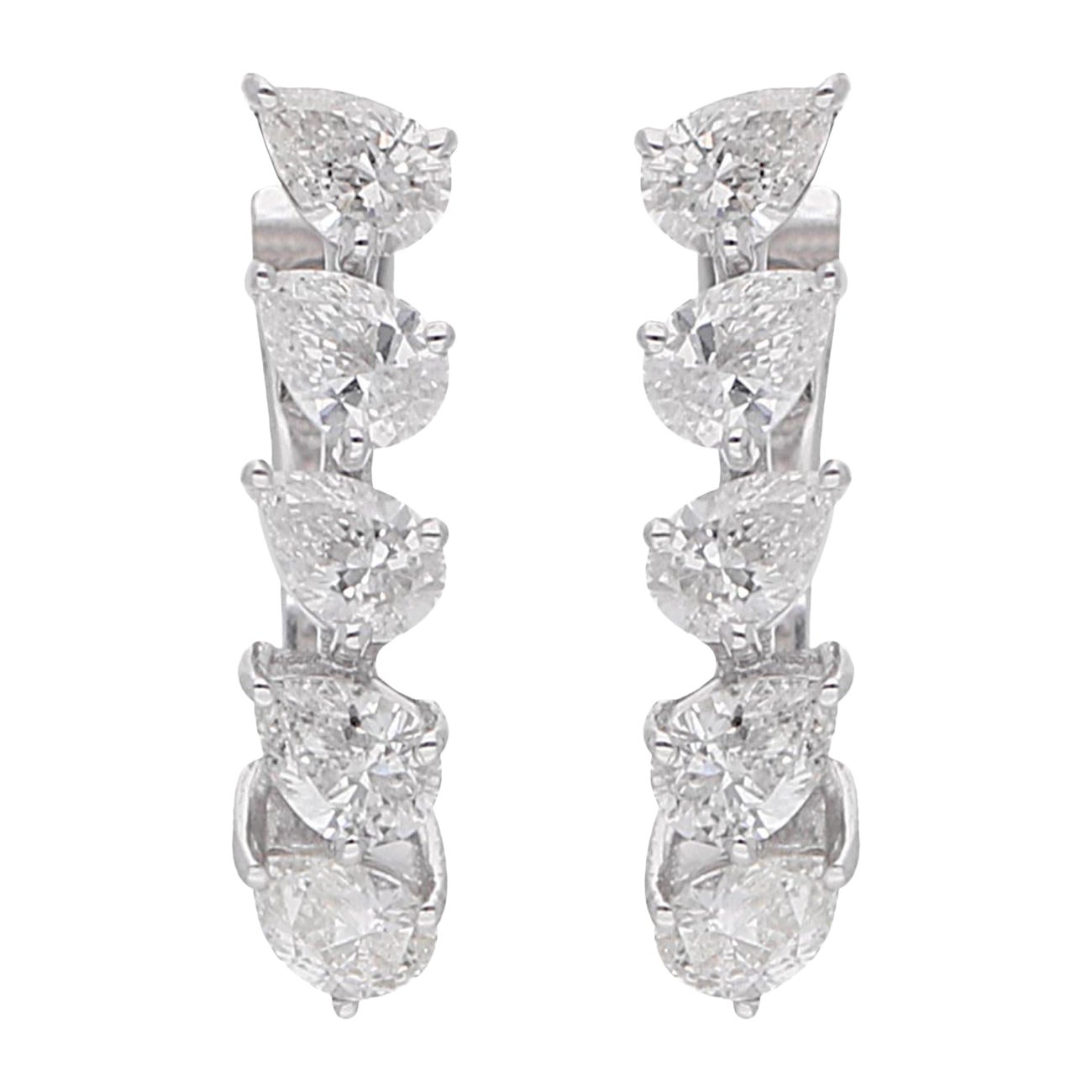 0.81 Carat SI Clarity HI Color Pear Diamond Earrings 14 Karat White Gold Jewelry