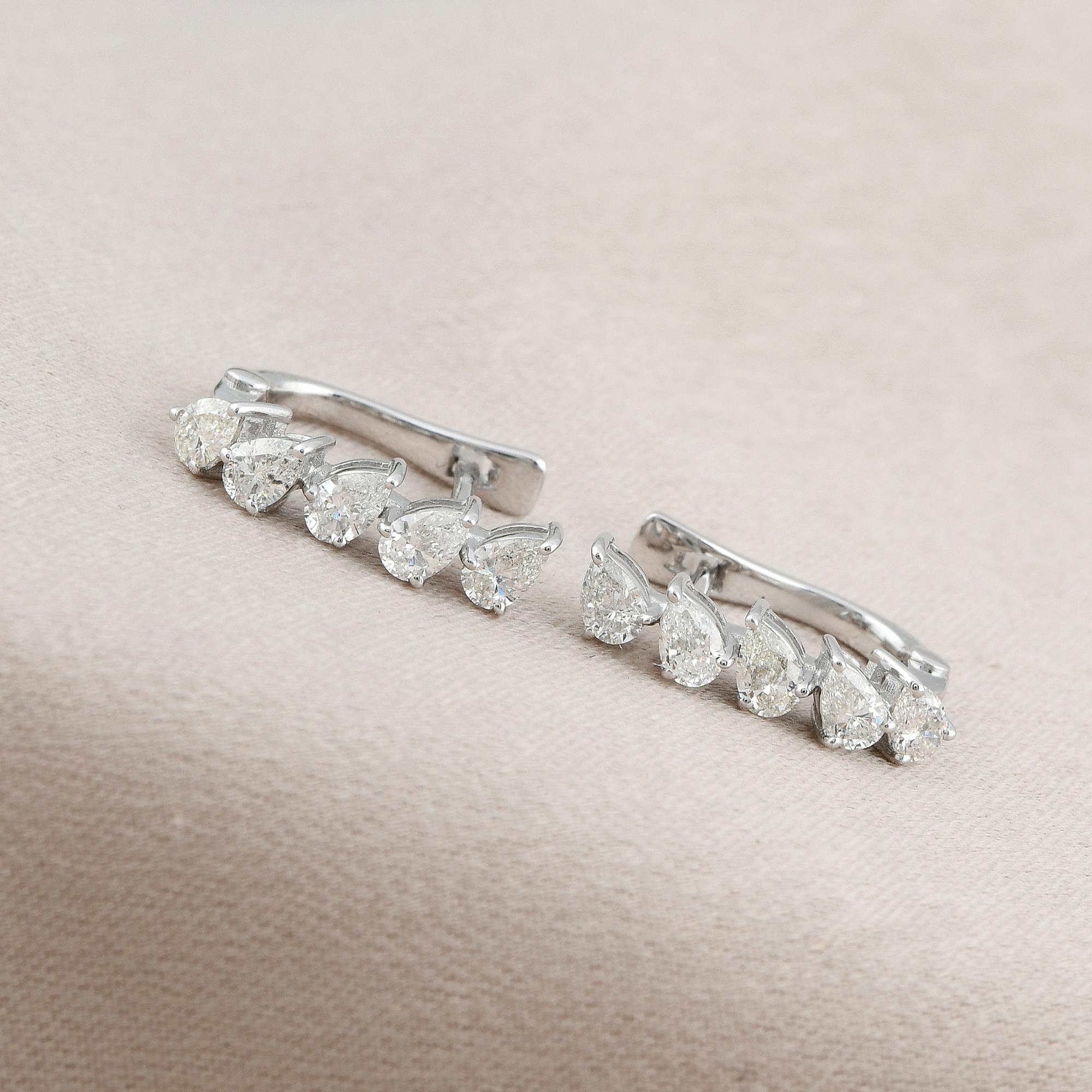Modern 0.81 Carat SI Clarity HI Color Pear Diamond Earrings 18 Karat White Gold Jewelry For Sale