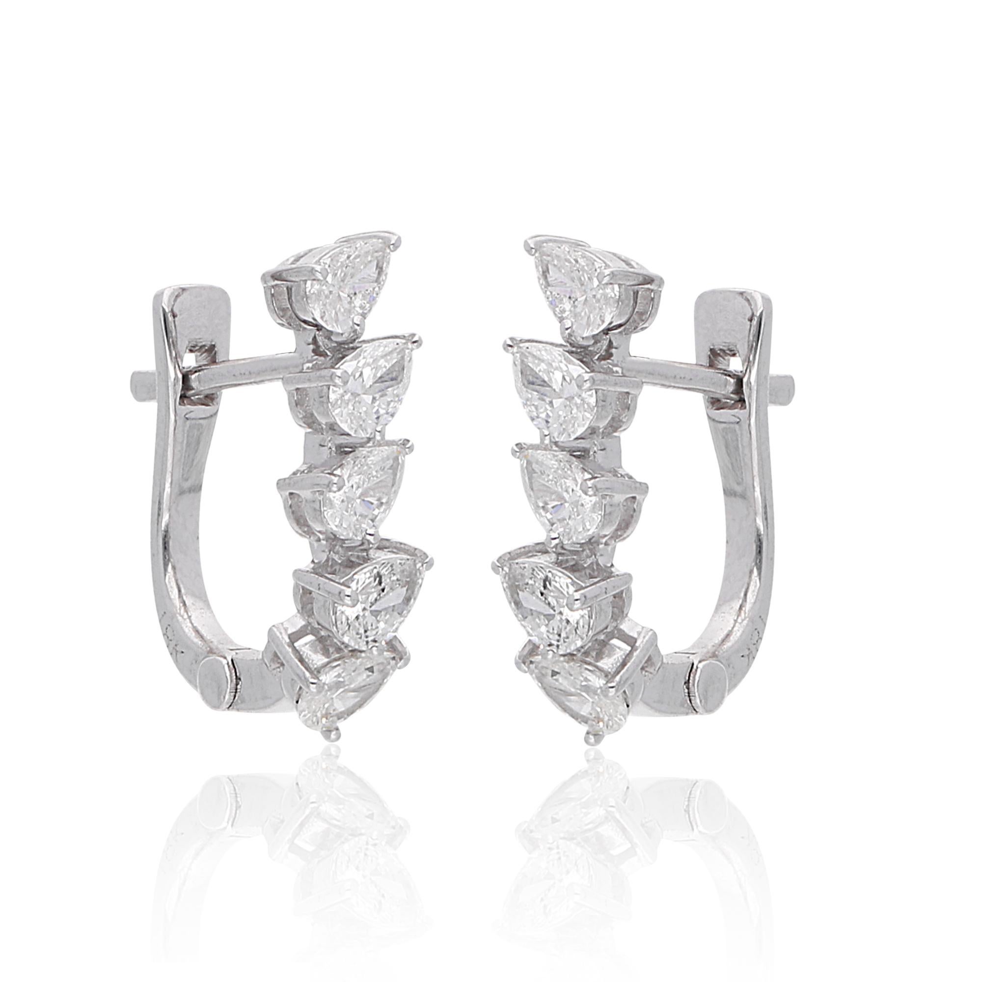 Pear Cut 0.81 Carat SI Clarity HI Color Pear Diamond Earrings 18 Karat White Gold Jewelry For Sale