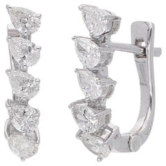 Boucles d'oreilles en or blanc 18 carats avec diamants poire de 0,81 carat de pureté SI de couleur hi-colore