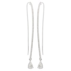 0.81 Carat SI Clarity HI Color Pear Diamond Hook Earrings 18 Karat White Gold