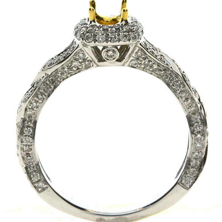 Antique Cushion Cut 0.81 Carat White Diamond White Gold Ring For Sale