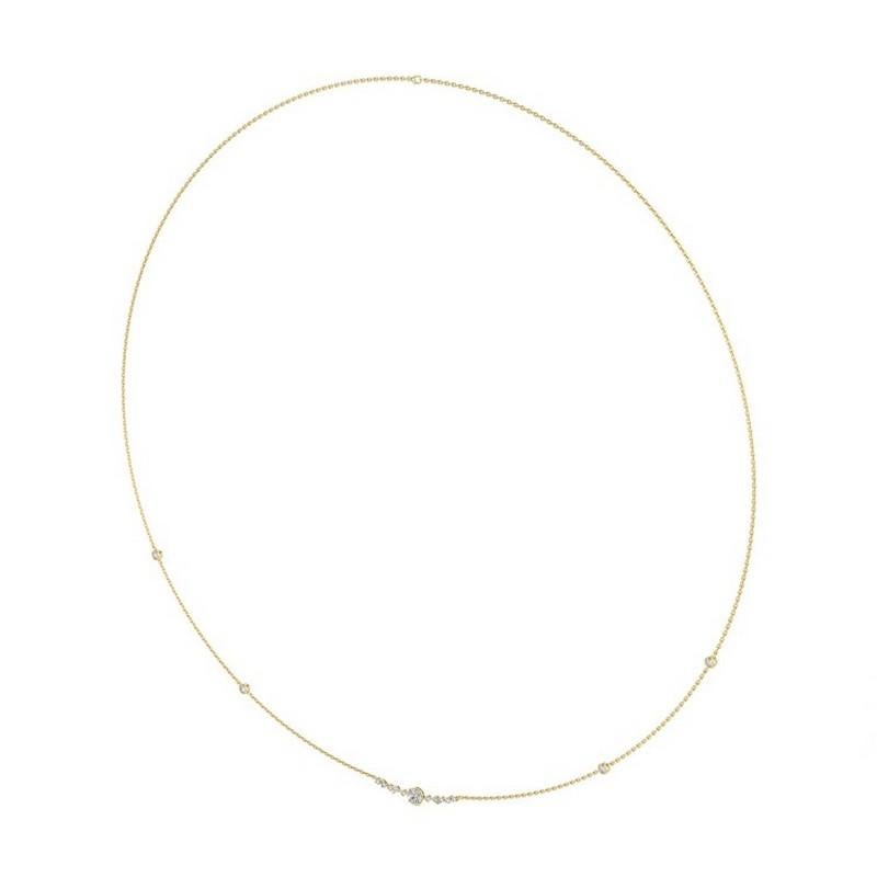 Moderne Collier délicat collection petite chaîne en or jaune 18 carats avec diamants ronds de 0,81 carat poids total en vente
