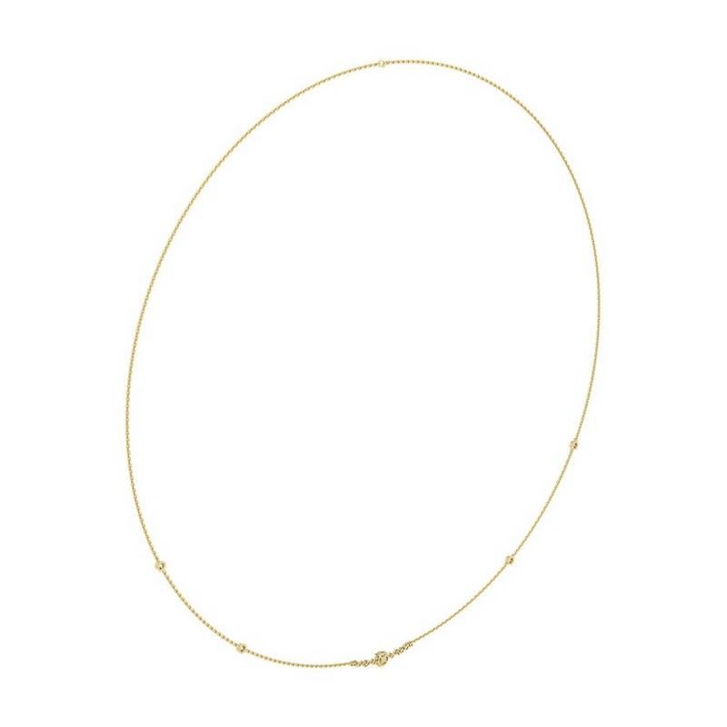 Taille ronde Collier délicat collection petite chaîne en or jaune 18 carats avec diamants ronds de 0,81 carat poids total en vente