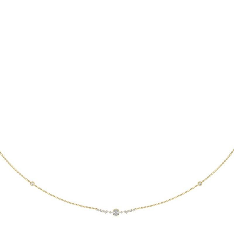 Collier délicat collection petite chaîne en or jaune 18 carats avec diamants ronds de 0,81 carat poids total Neuf - En vente à Paramus, NJ