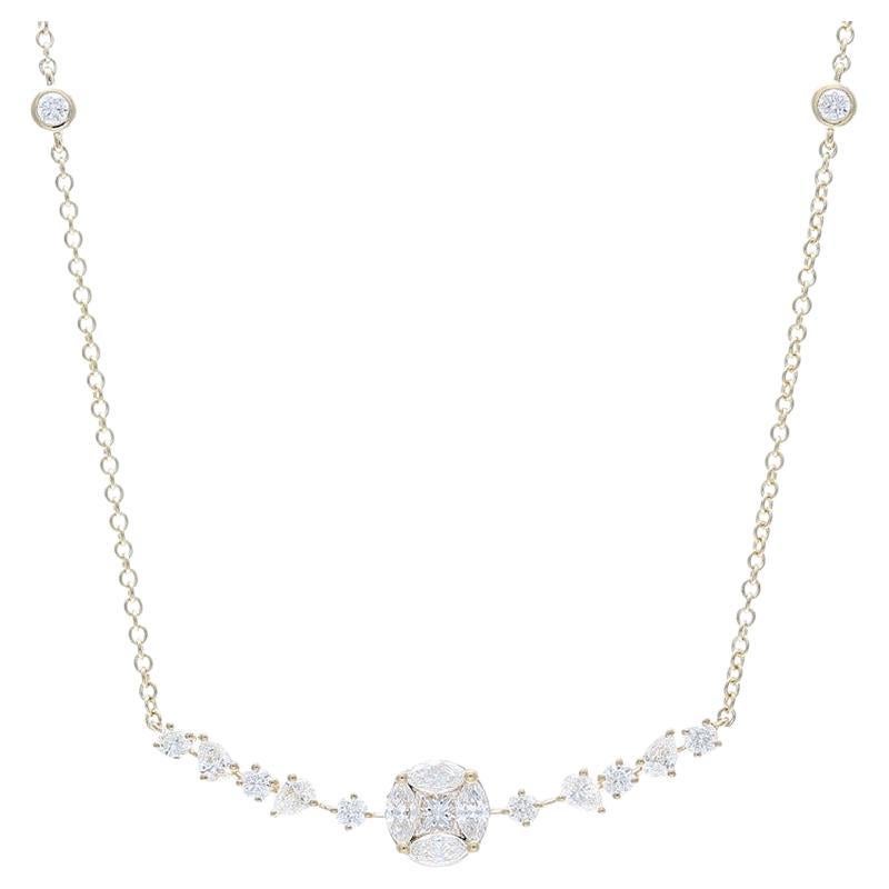 0,81 CTW runde Diamanten 18K Gelbgold Small Chain Collection Delicate Halskette