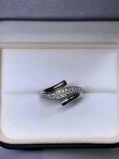 0.81ct Diamond Engagement Ring Wedding band double twist In 18K White Gold.