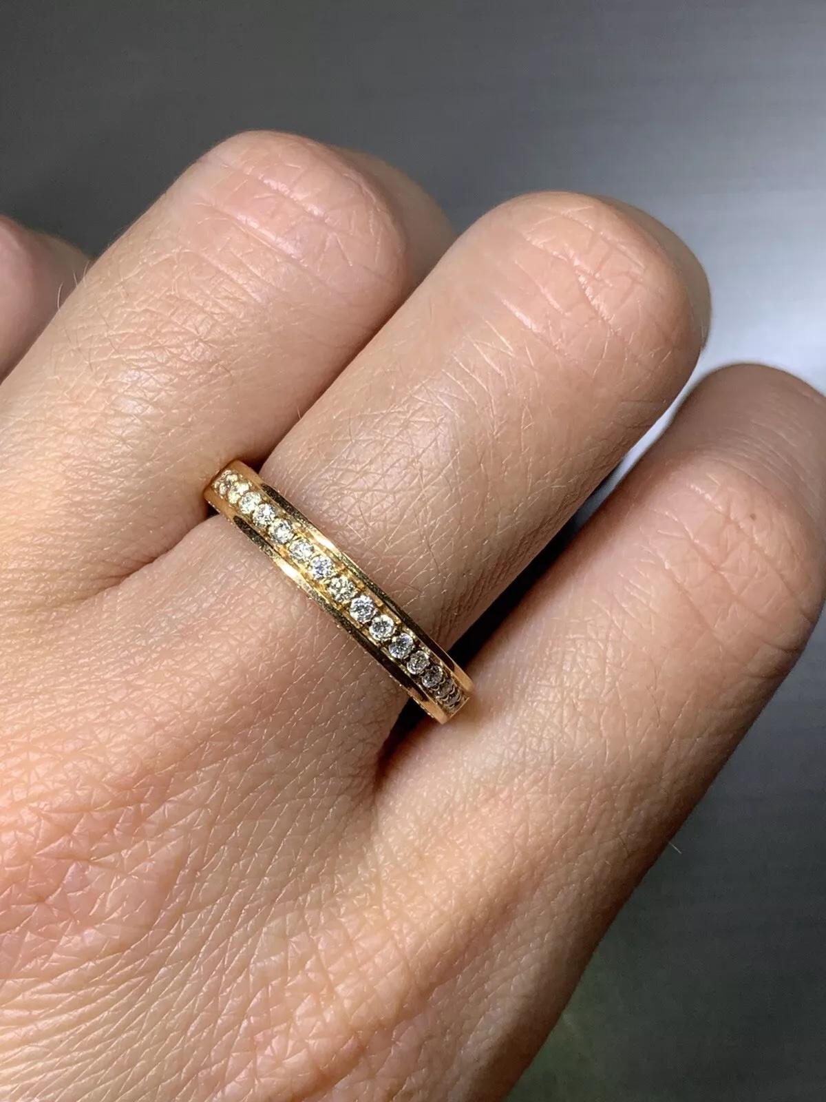 Taille ronde 0.81ct Diamond Eternity Engagement Wedding Ring Band In 18k Rose Gold. en vente